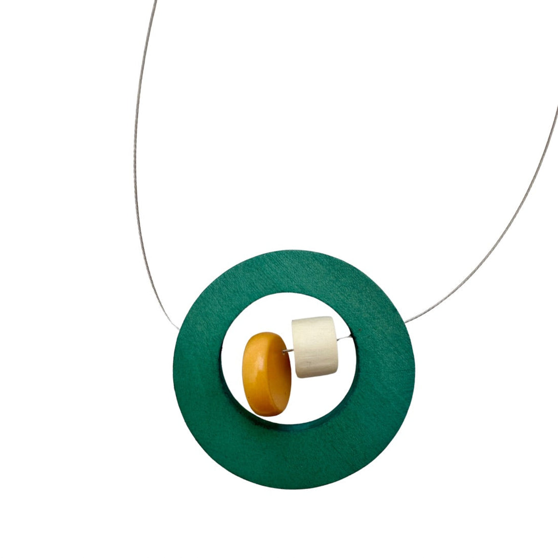 Collana corta design legno Wendy-turchese-Bijondo