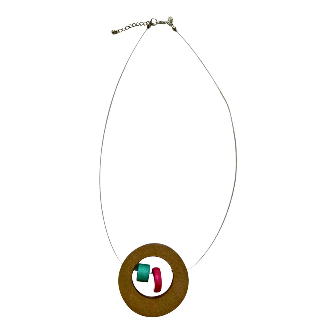 Collana corta design legno Wendy-turchese-Bijondo