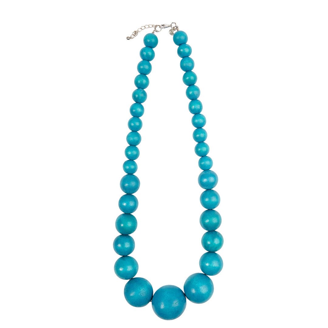 Collana corta legno Bulgaria - azzurro - Bijondo