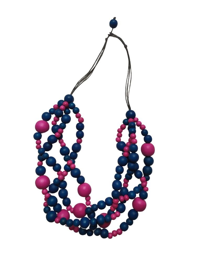 Collana corta legno Dublin 8 - fucsia - Bijondo
