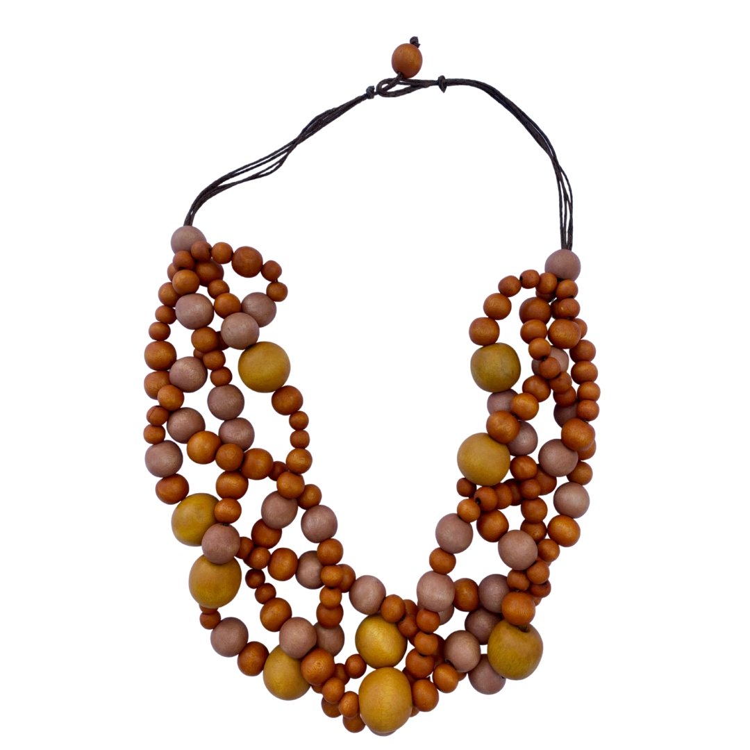 Collana corta legno Dublin 8 - ocra - Bijondo
