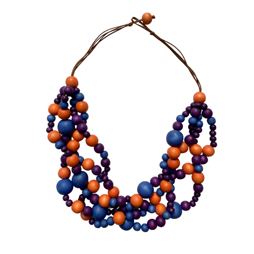 Collana corta legno Dublin 8 - viola - Bijondo