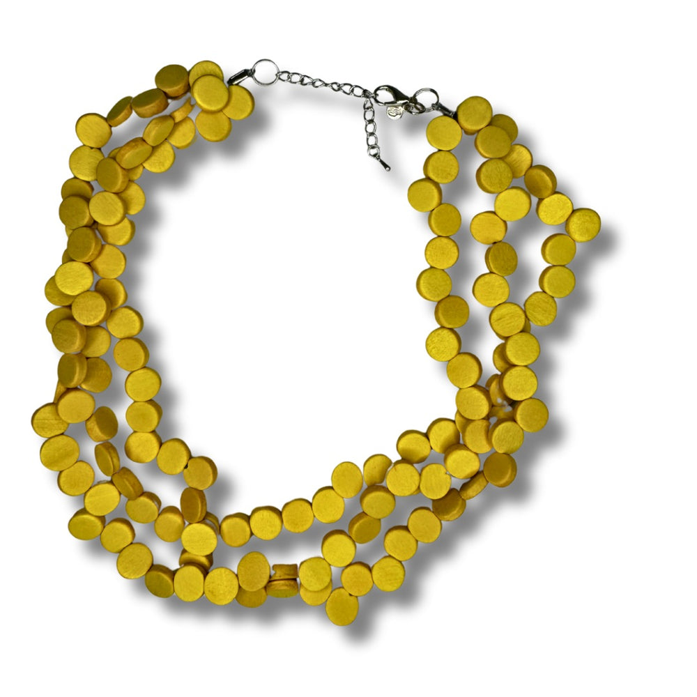 Collana Lunga Avalaya In Corda Di Cotone Nero Con Perline Geometriche In Legno Multicolore | 80 Cm Regolabile