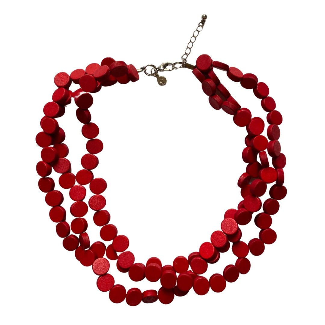 Collana corta legno Islanda regolabile - rosso - Bijondo