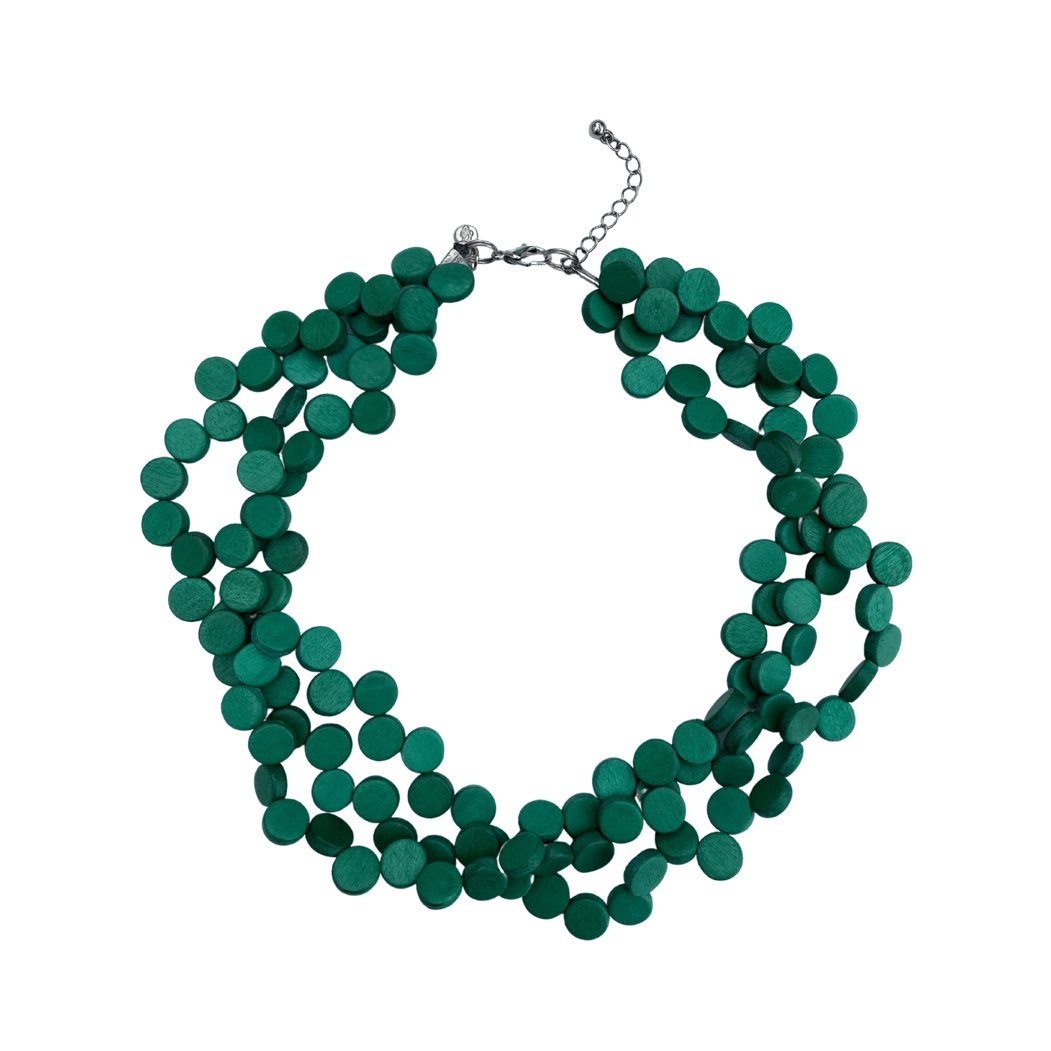 Collana corta legno Islanda regolabile - verde prato - Bijondo