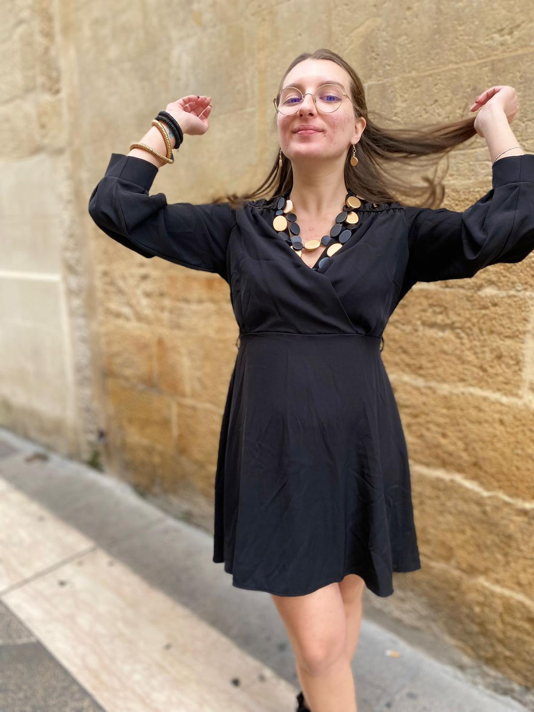 Collana corta legno Kemptown metallic-oro-Bijondo