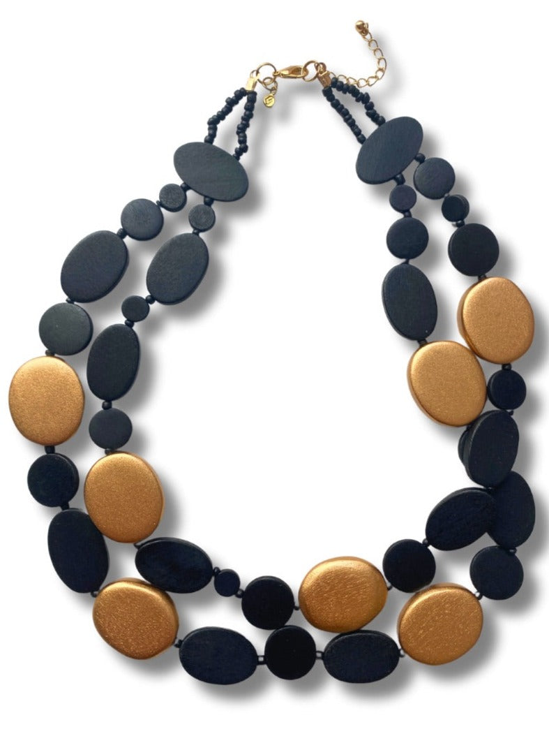 Collana corta legno Kemptown metallic-oro-Bijondo