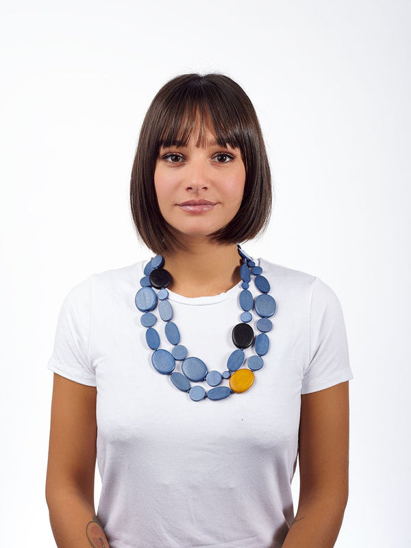 Collana corta legno Kemptown - petrolio - Bijondo