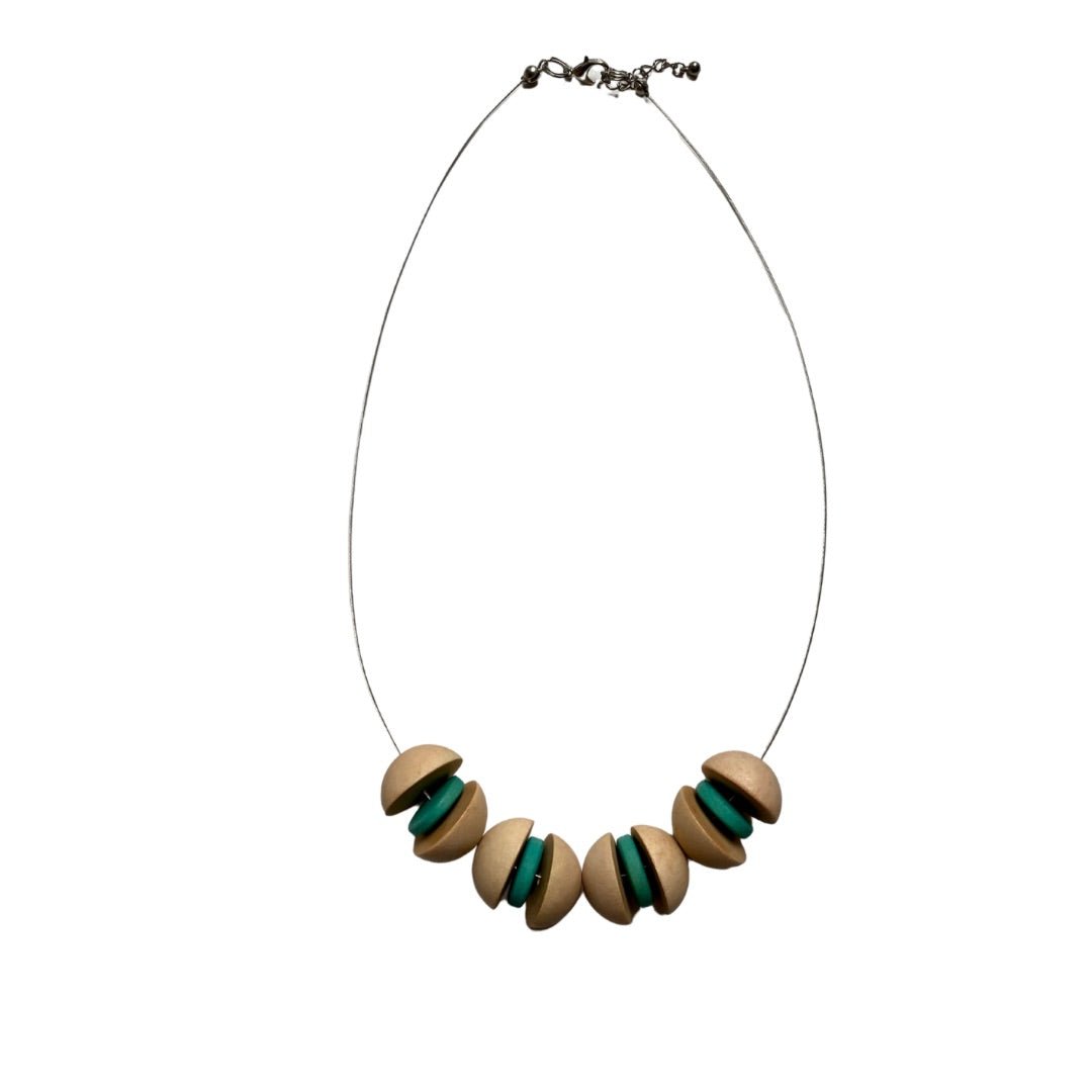 Collana corta legno Lara - celeste - Bijondo