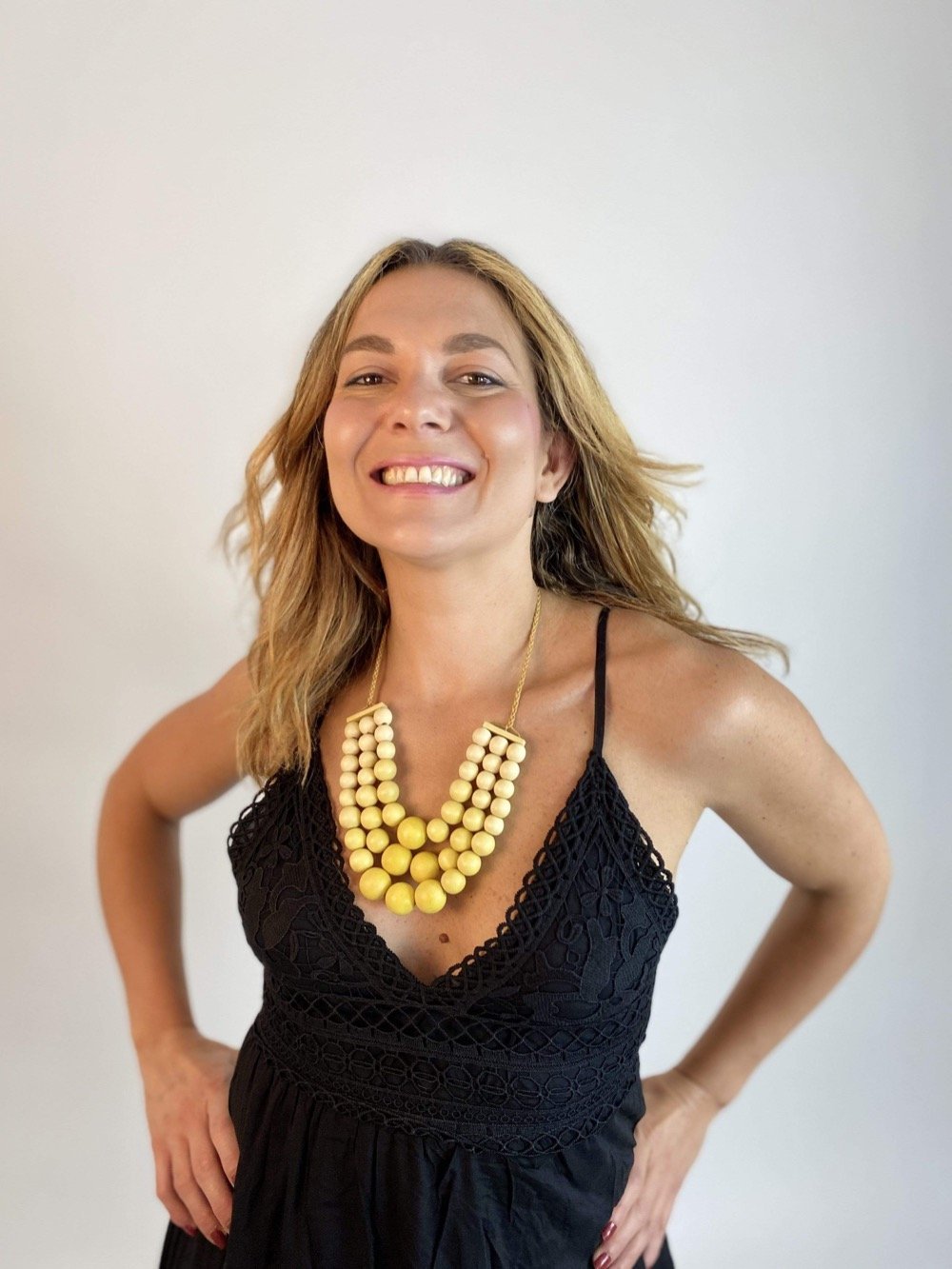 Collana corta, legno Polonia - petrolio - Bijondo