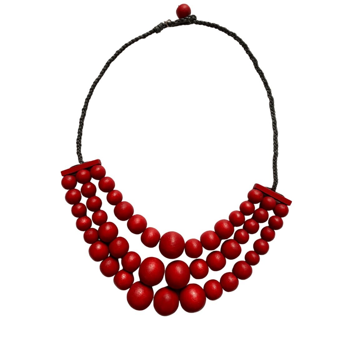 Collana corta, legno Polonia - rosso - Bijondo