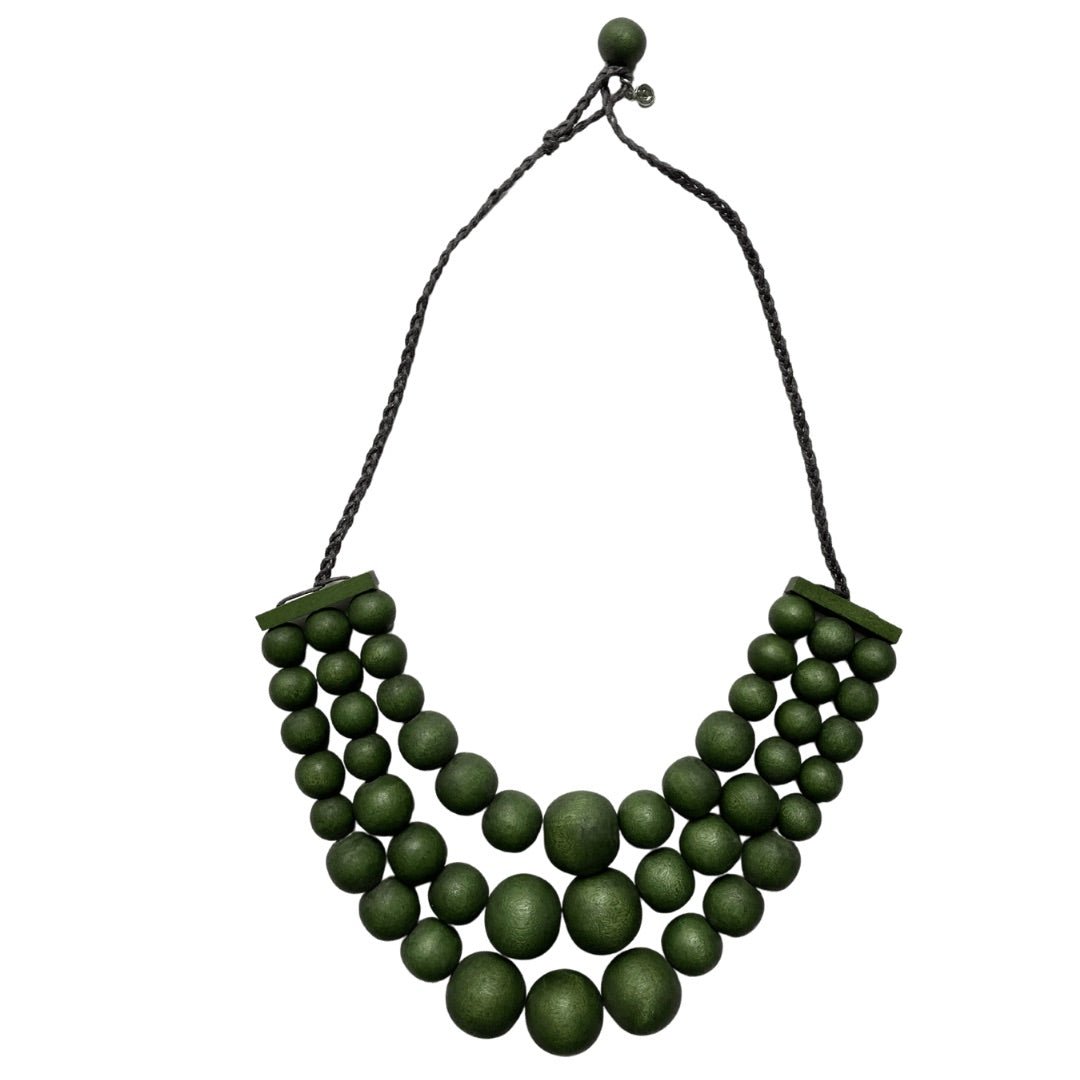 Collana corta, legno Polonia - verde oliva - Bijondo