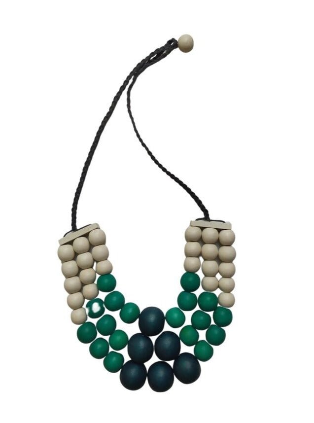 Collana corta, legno Polonia - verde smeraldo - Bijondo