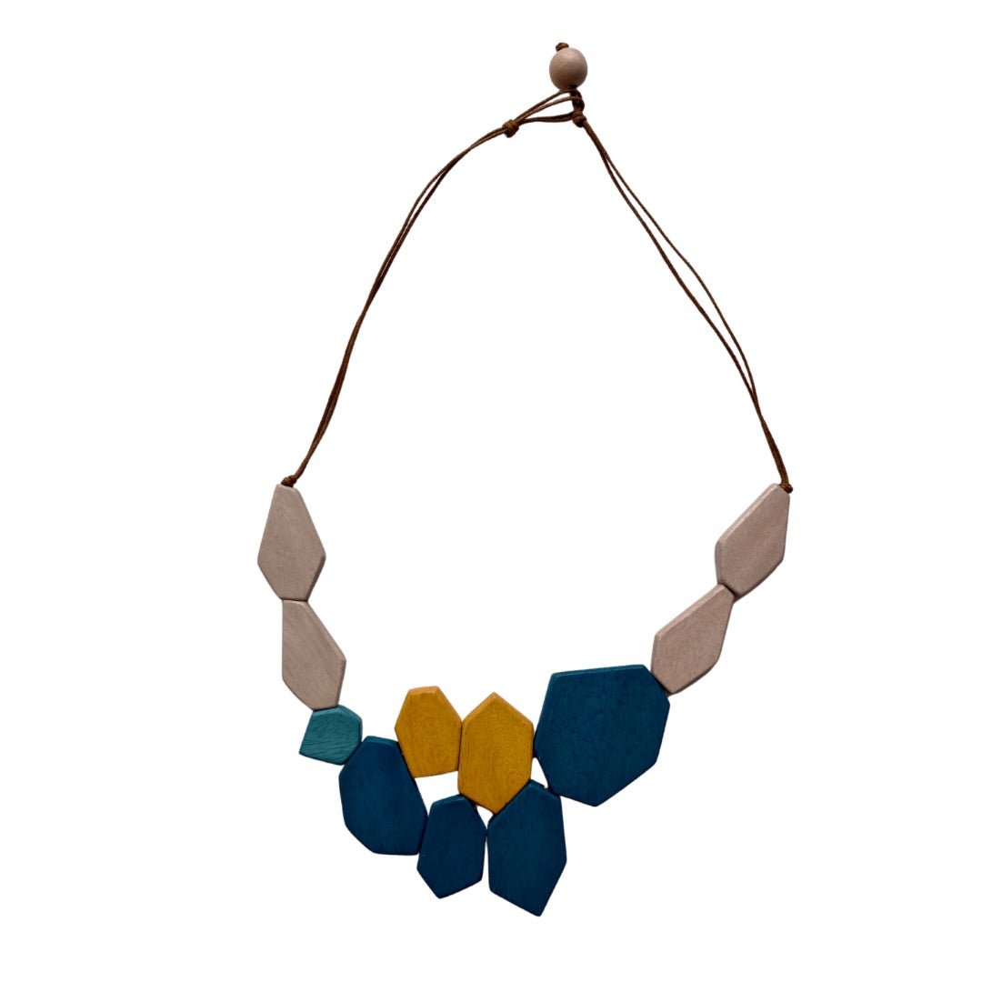 Collana corta legno Yamka - blu - Bijondo