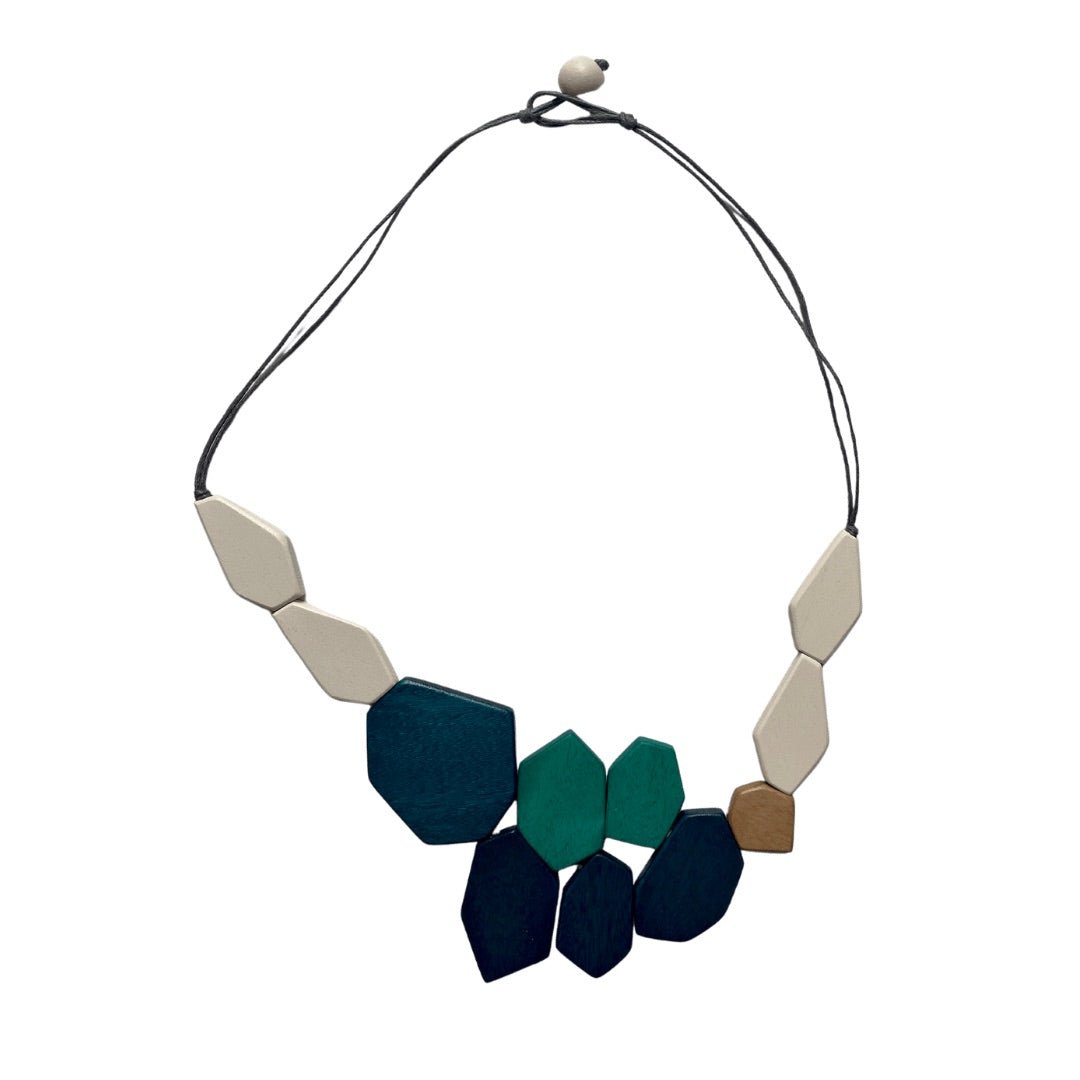 Collana corta legno Yamka - turchese - Bijondo