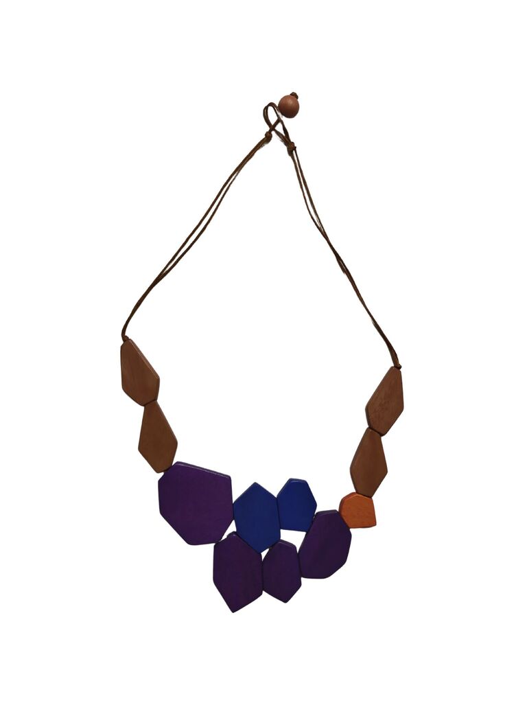 Collana corta legno Yamka - viola - Bijondo