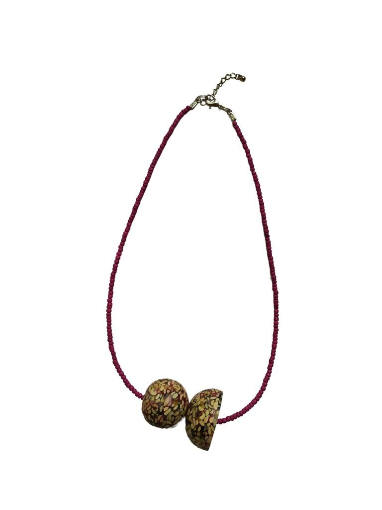 Collana corta legno Zaida - fucsia - Bijondo