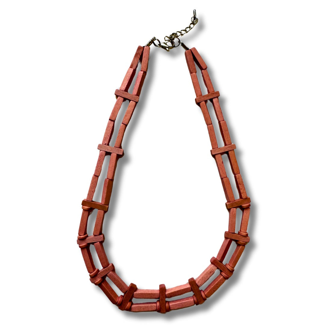Collana corta, legno, leggera, regolabile Lea-Collana-Bijondo-Arancione-Bijondo
