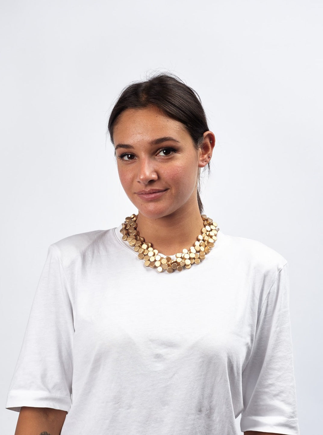 Collana corta, regolabile, legno Islanda metallic, leggera-oro-Bijondo