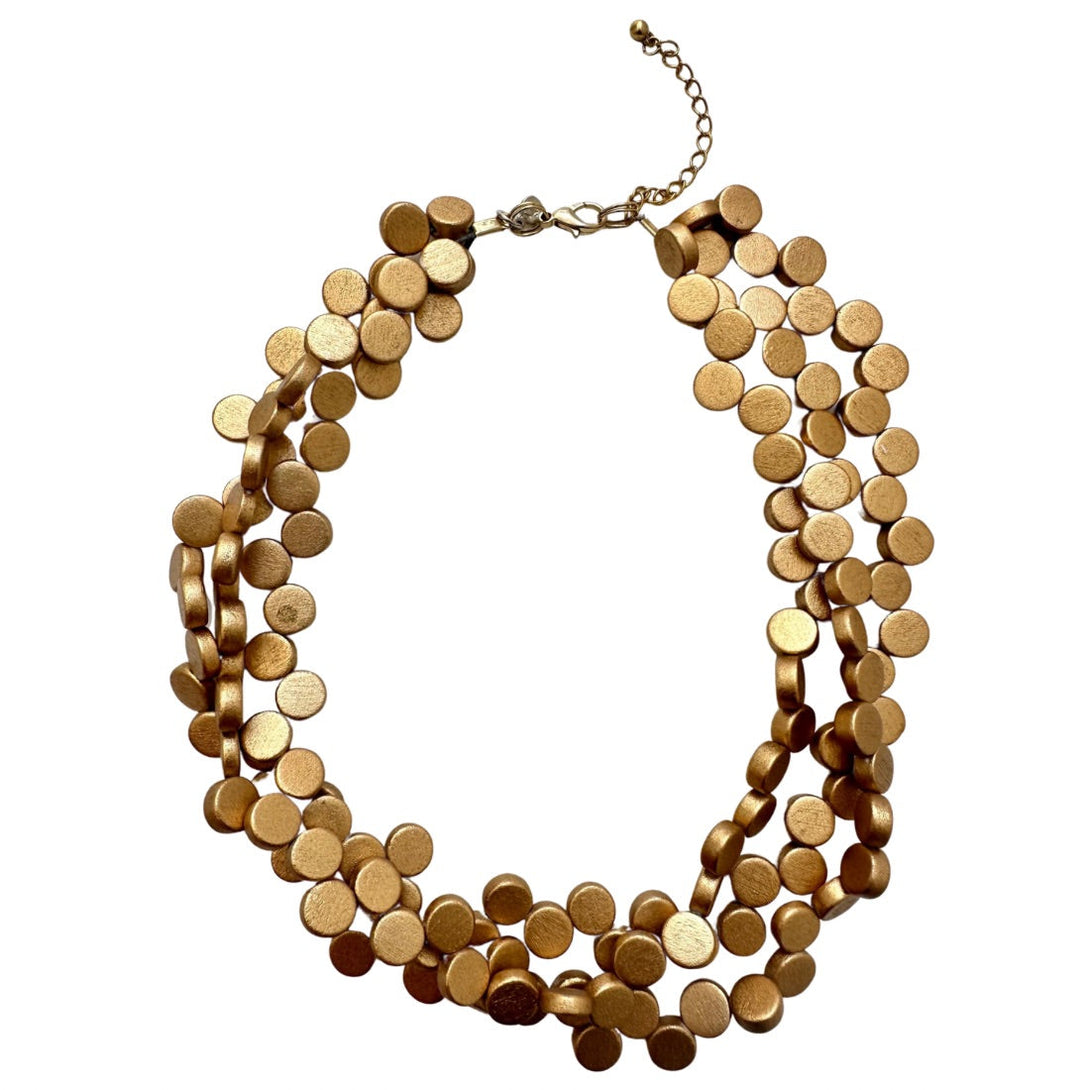Collana corta, regolabile, legno Islanda metallic, leggera-oro-Bijondo