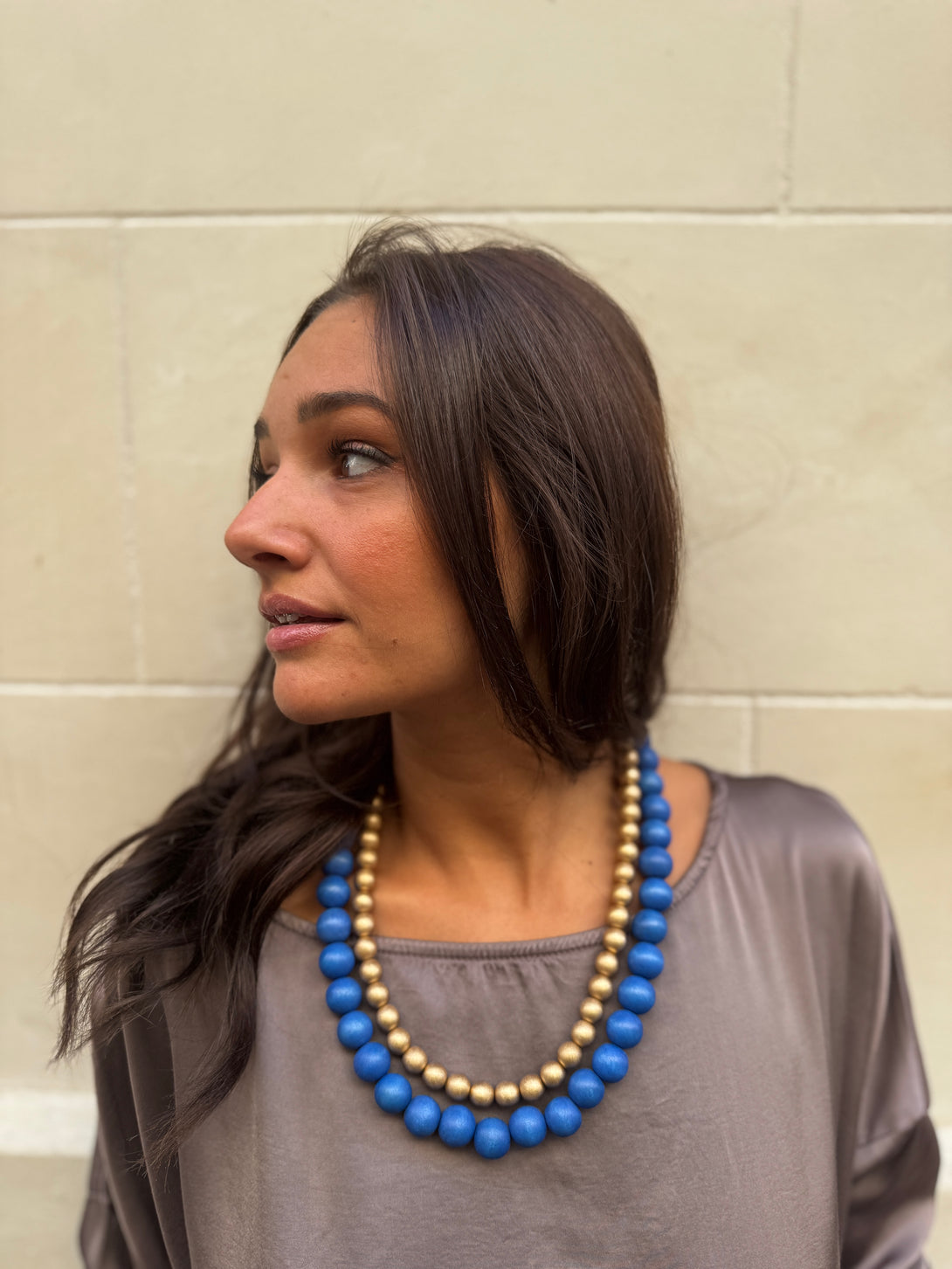 Collana leggera, legno, regolabile Kuria metallic-collana-Bijondo-Blu-Bijondo