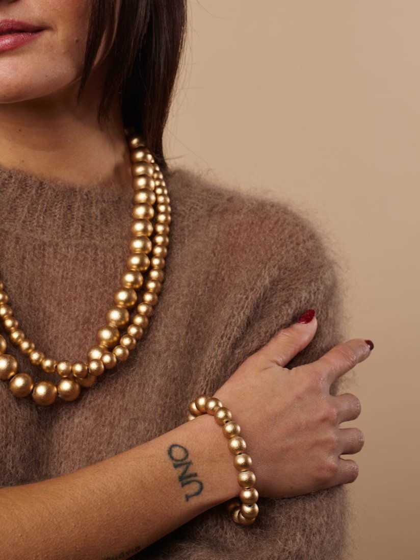 Collana leggera, legno, regolabile Kuria metallic-collana-Bijondo-Oro-Bijondo