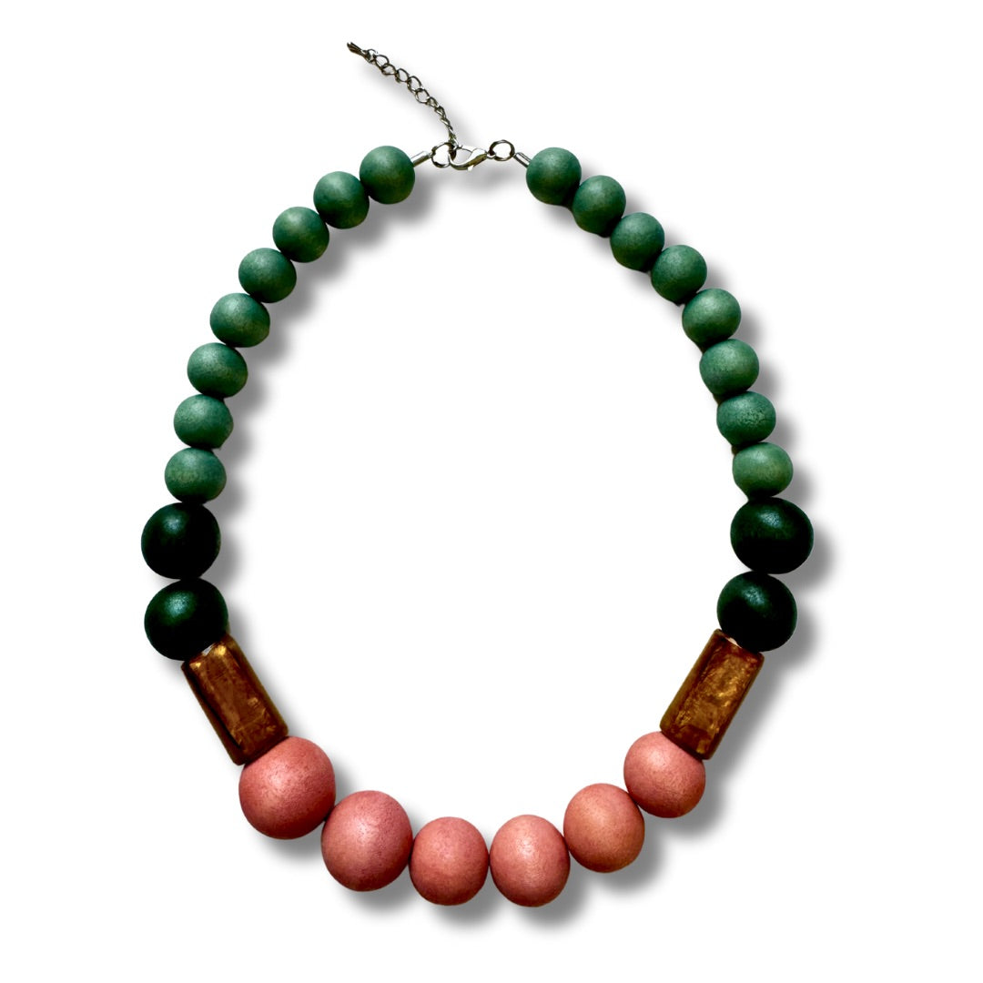 Collana leggera, regolabile, legno e resina Benny, costume jewelry-Collana-EW-Botanical Oasis-Bijondo