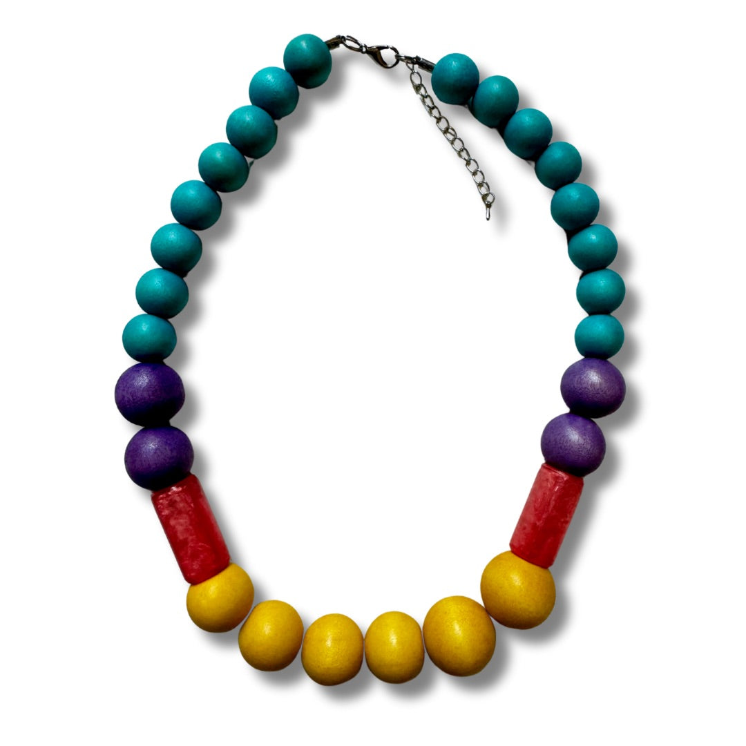 Collana leggera, regolabile, legno e resina Benny, costume jewelry-Collana-EW-Candy Pop-Bijondo