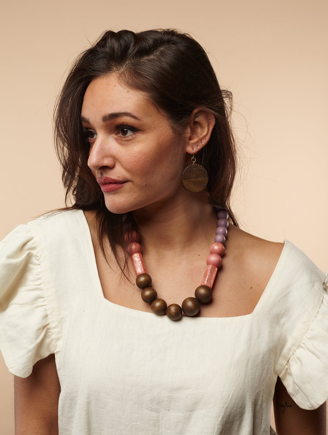 Collana leggera, regolabile, legno e resina Benny, costume jewelry-Collana-EW-Desert Sunset-Bijondo