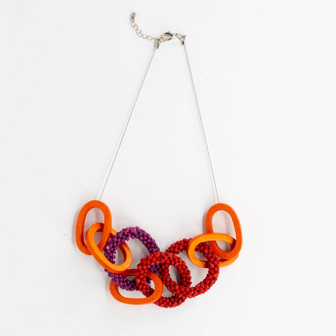 Collana legno Aiden - arancione - Bijondo