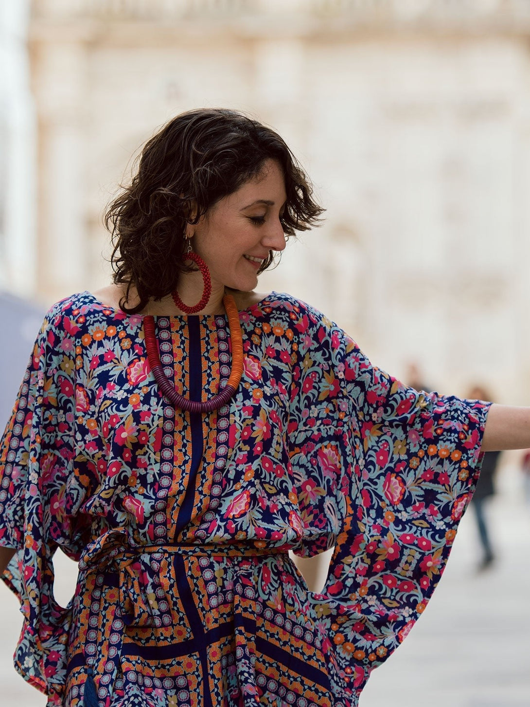 Collana legno Aurelie - arancione - Bijondo