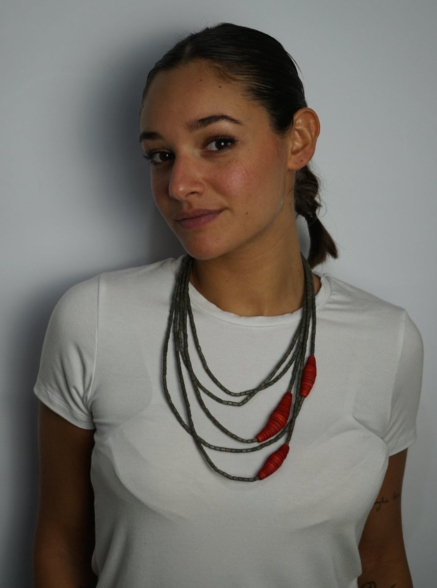 Collana legno Boli - rosso - Bijondo