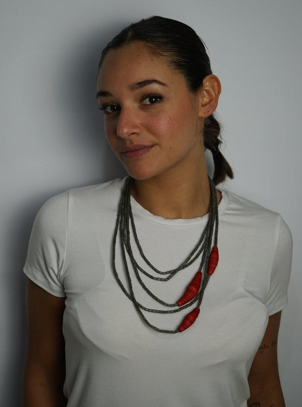 Collana legno Boli - rosso - Bijondo