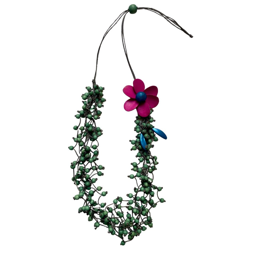 Collana legno Fleur - fucsia - Bijondo