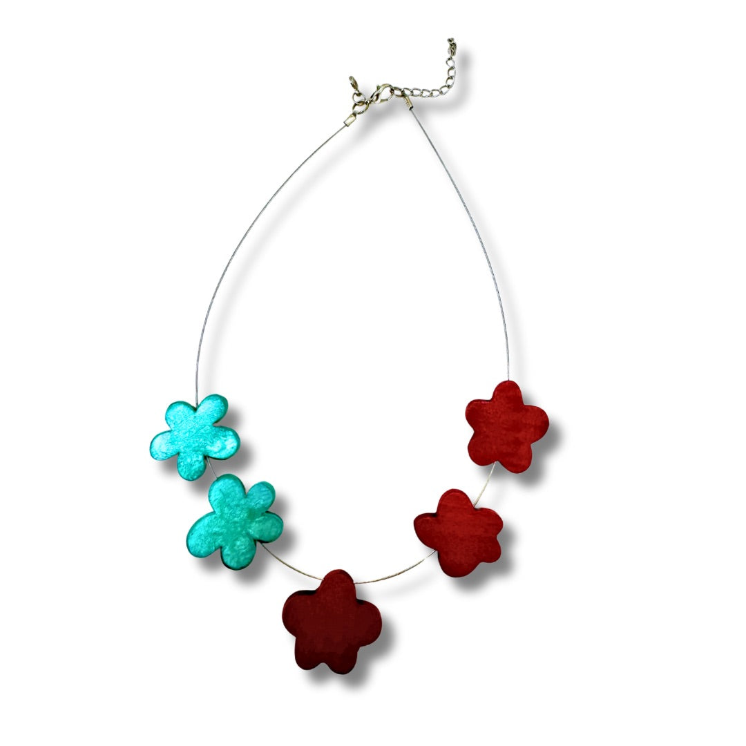 Collana legno Flor legno e resina con madreperla-collana-Bijondo-Rosso-Bijondo