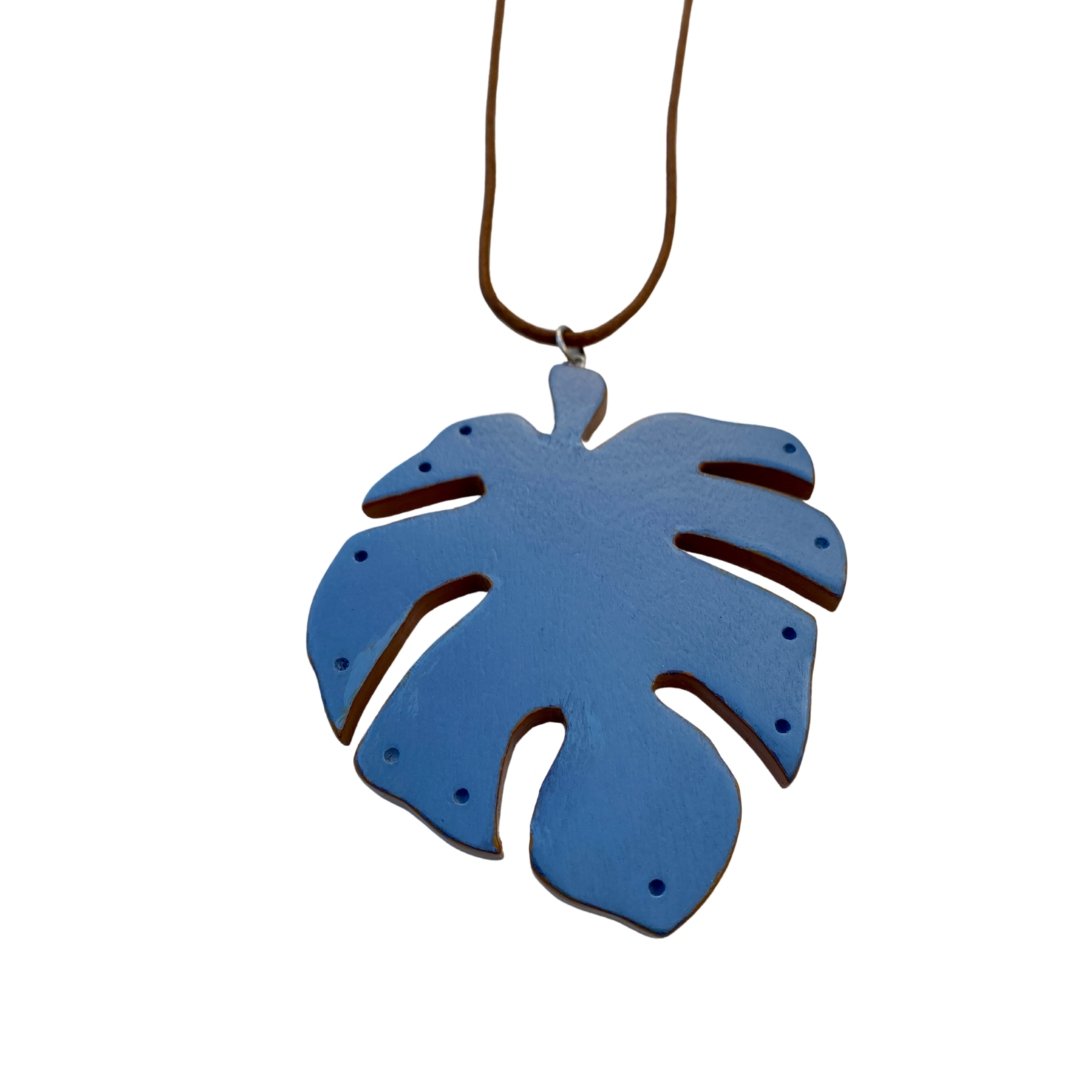 Collana legno Foglia - celeste - Bijondo