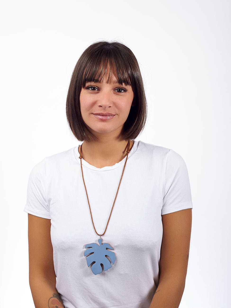 Collana legno Foglia - celeste - Bijondo