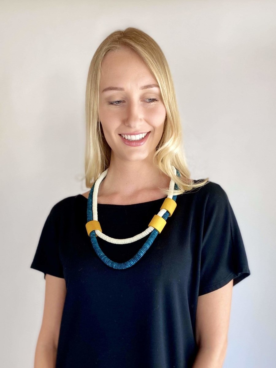 Collana legno Francia - giallo - Bijondo