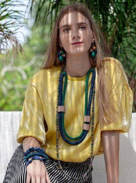 Collana legno Francia - blu - Bijondo