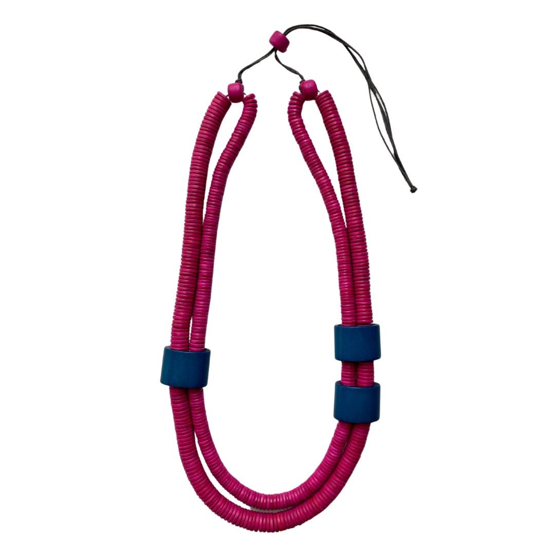 Collana legno Francia - fucsia - Bijondo