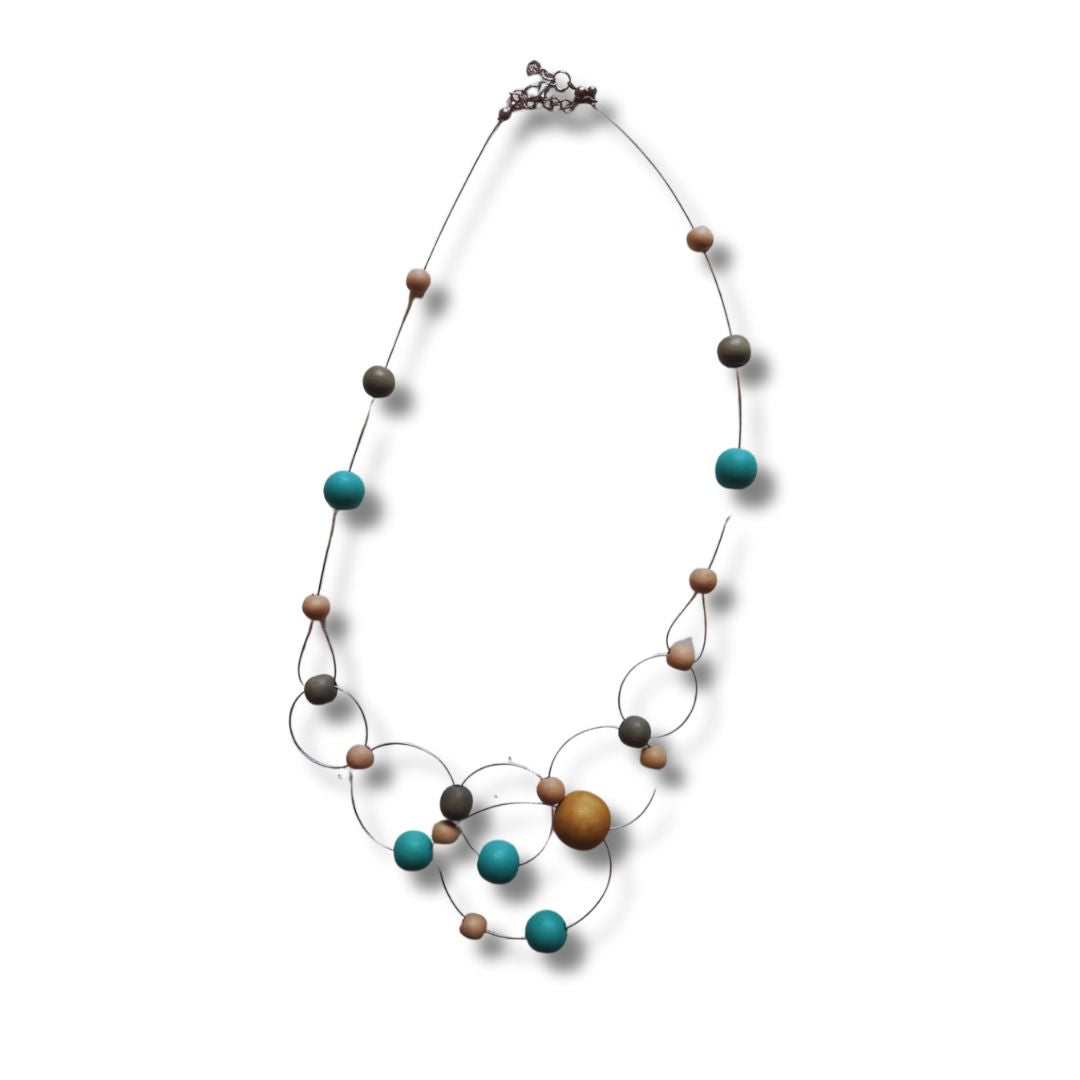 Collana legno Ione-turchese-Bijondo