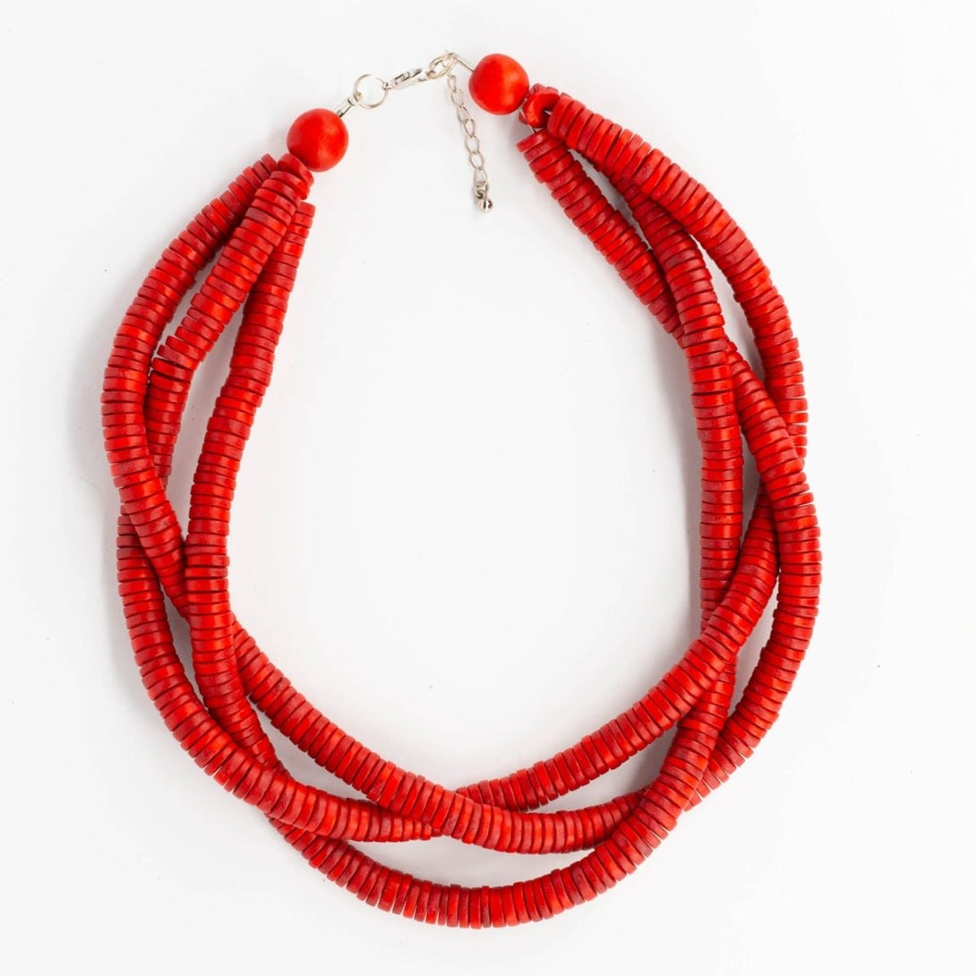Collana legno Jupiter - rosso - Bijondo