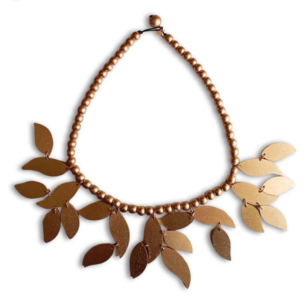 Collana legno Leaves metallic-collana-Bijondo-oro-Bijondo
