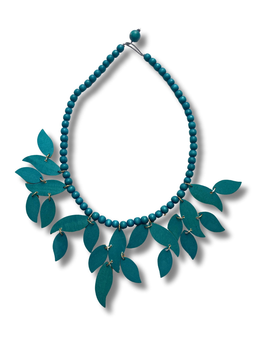 Collana legno Leaves metallic-collana-Bijondo-petrolio-Bijondo