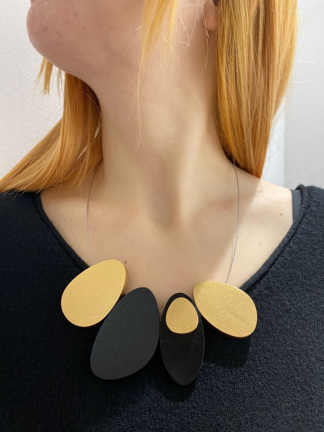 Collana legno Lizzy metallic-nero-Bijondo