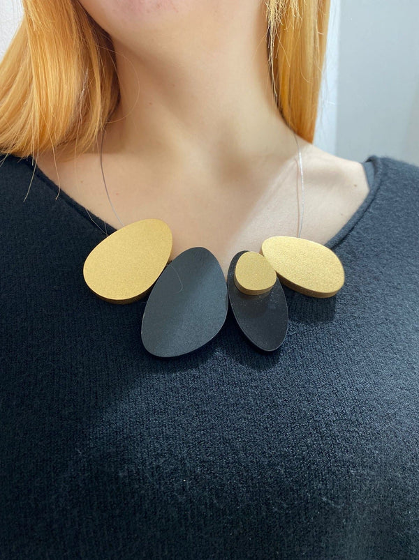 Collana legno Lizzy metallic-nero-Bijondo