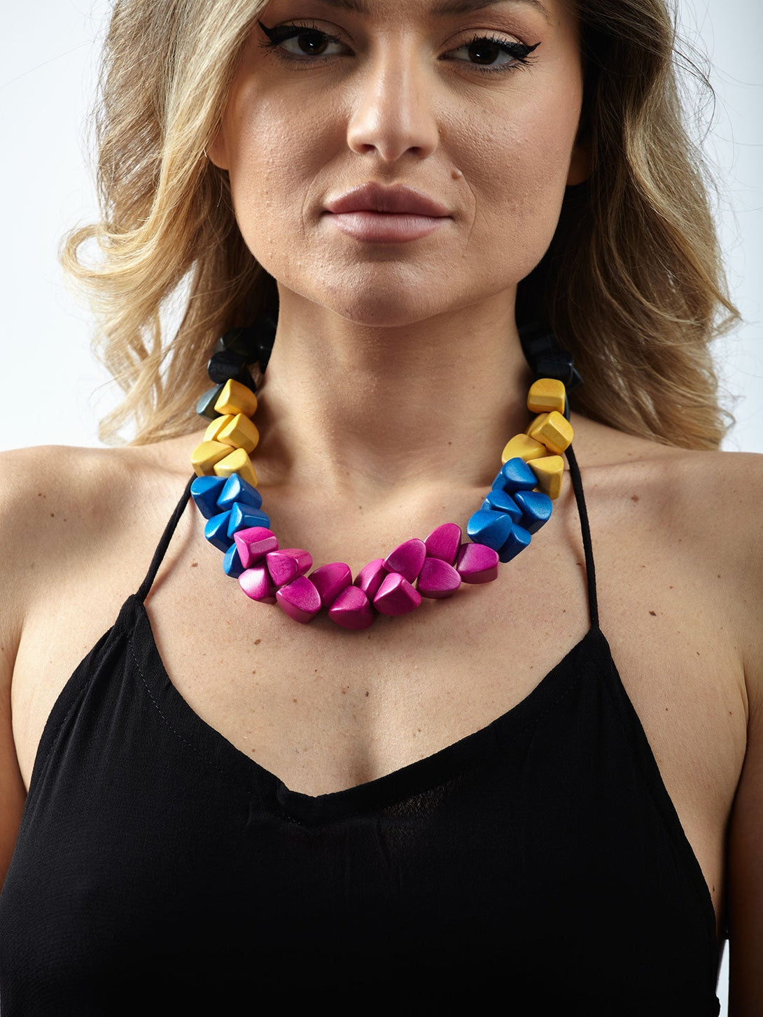 Collana legno Marocco-fucsia-Bijondo