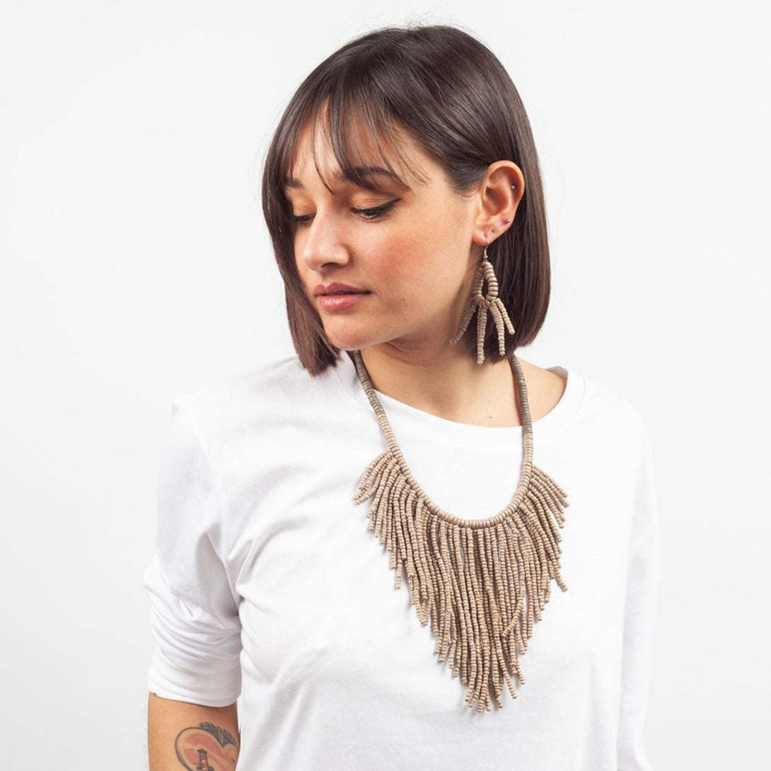 Collana legno Dahlia - perlato - Bijondo