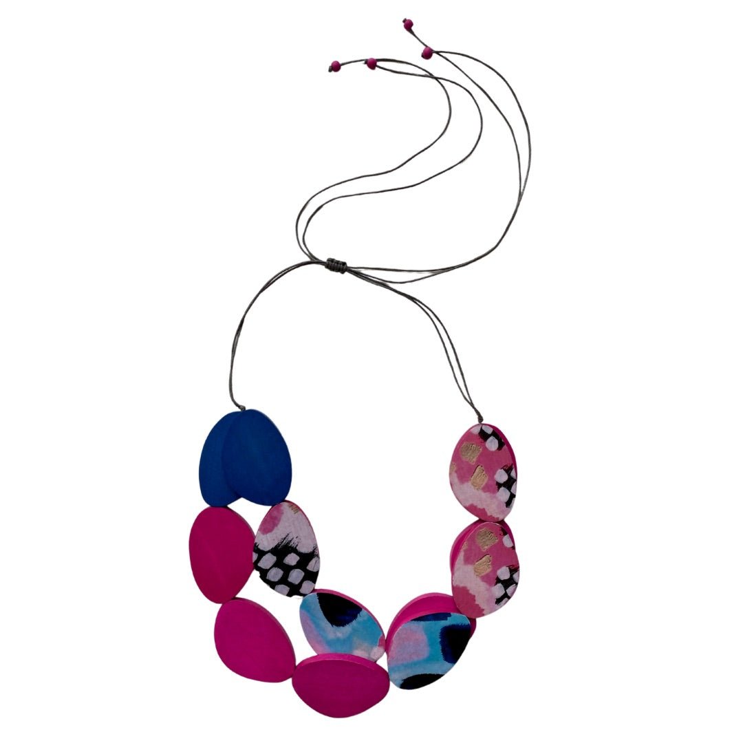 Collana legno Myra stampata - fucsia - Bijondo