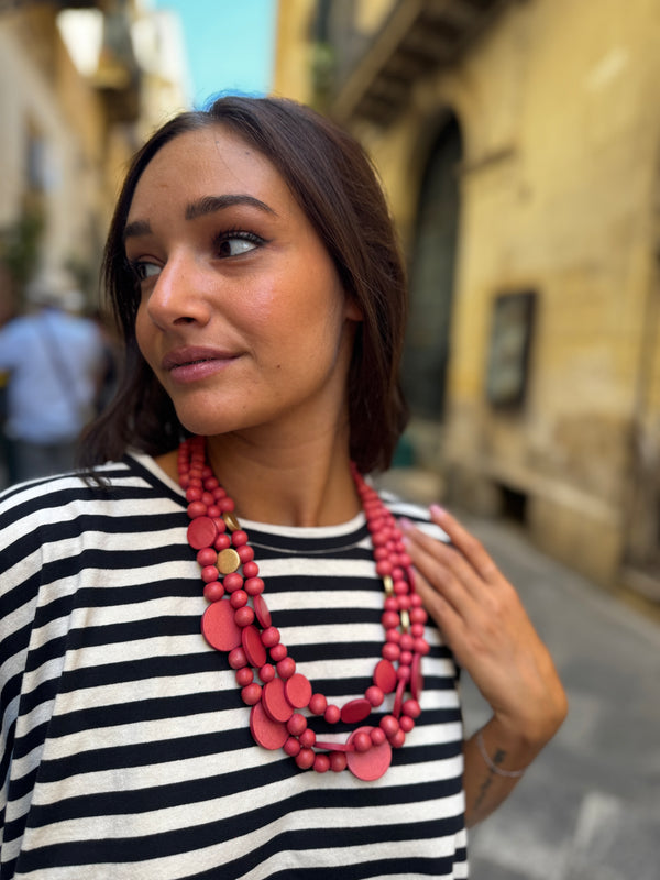 Collana legno Nora Big metallic-collana-EW-Salmone-Bijondo